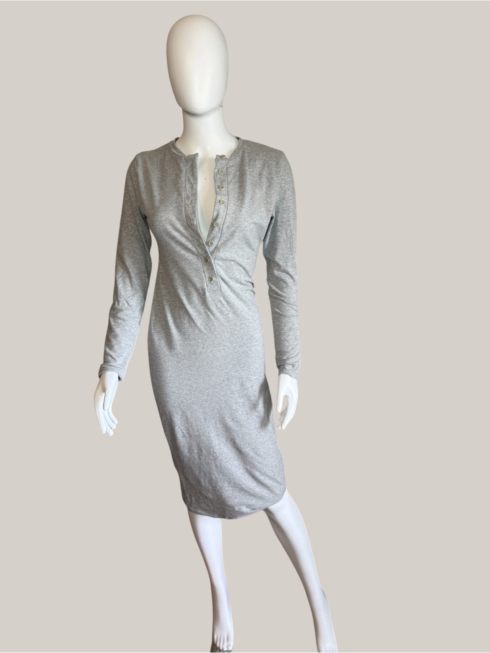 Reformation Long Sleeve Henley Midi Dress - XS
